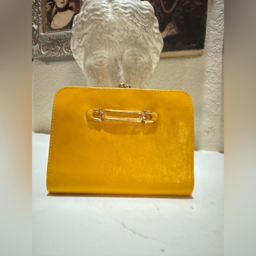 Vintage Yellow Wallet with Gold Tone Buckle